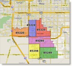 Chandler, Arizona 1 zip code map chandler arizona 250x229 1