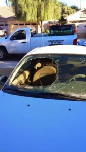 Windshield Repair in Mesa Arizona - Basketball Hoop Through Windshield