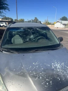 Toyota Sienna with a broken windshield needing mobile windshield replacement in Tempe, Arizona.