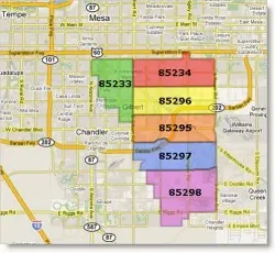 Zip Code Map of Gilbert, Arizona