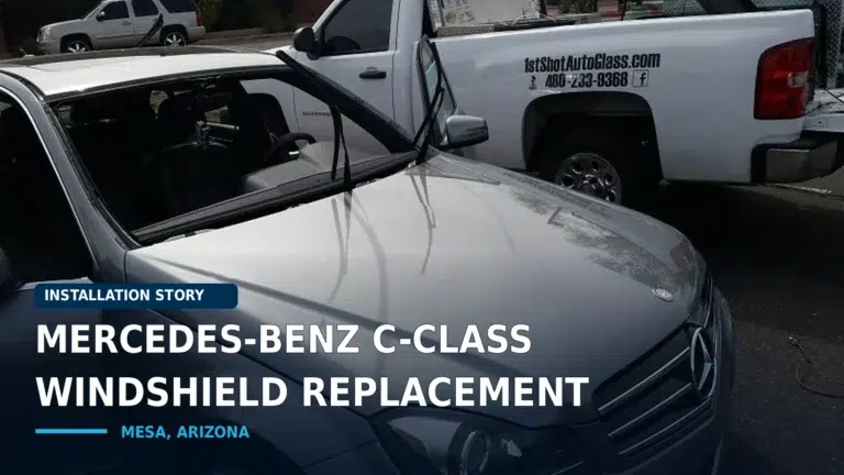 Mercedes-Benz C-Class undergoing mobile windshield replacement in Mesa, Arizona