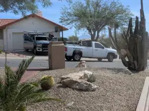 Patrick from 1st Shot Auto Glass replacing windshield on Dodge Ram at home in Fountain Hills Arizona