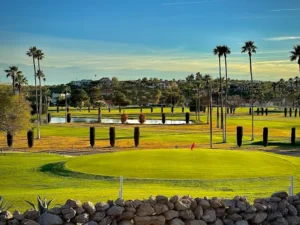 Get Up to $450 Cash Back At Queen Valley! 1 Queen Valley Arizona golf course with green fairway, palm trees, and desert landscape