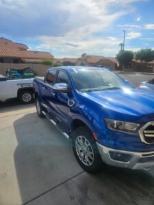 Mesa Auto Glass Services 2 Mobile windshield replacement on a 2019 Ford Ranger in Mesa, Arizona before ADAS camera calibration.