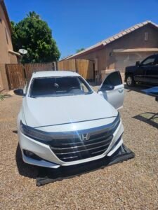 Honda Windshield Replacement | 1st Shot Auto Glass 3 2022 Honda Accord receiving ADAS windshield calibration after windshield replacement in Mesa, Arizona.