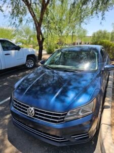 Completed windshield replacement on a 2018 Volkswagen Passat in Scottsdale, AZ.
