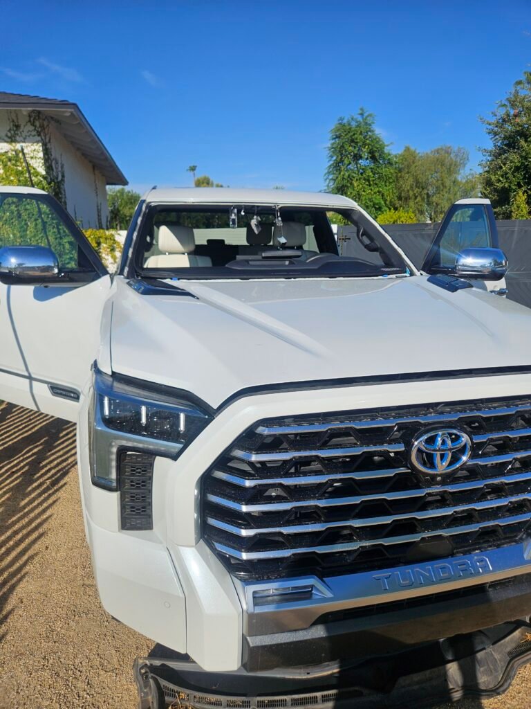 2023 Toyota Tundra with windshield removed during mobile windshield replacement in Scottsdale AZ