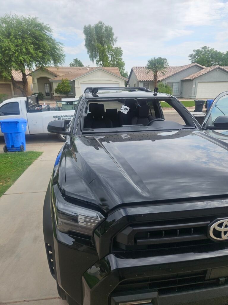 2024 Toyota 4Runner with its windshield removed during an ADAS-equipped replacement