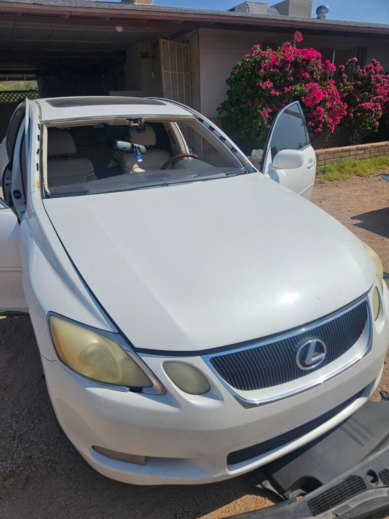 Lexus Windshield Replacement | 1st Shot Auto Glass 4 2007 Lexus GS 350 windshield removed during mobile windshield replacement in Mesa AZ